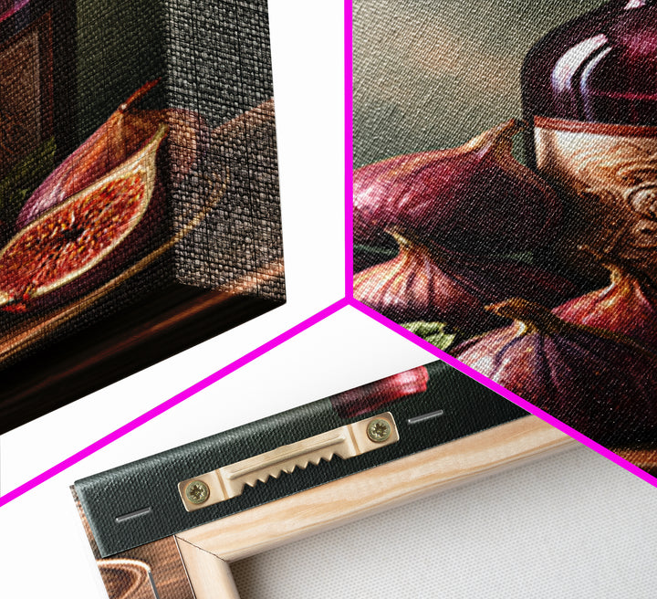 Wine Bottle and Figs Canvas Print, Restaurant Art, Watercolor Painting, Restaurant Decor, Oil Painting, Bistro, Fine Art Print, RES-2x3-81