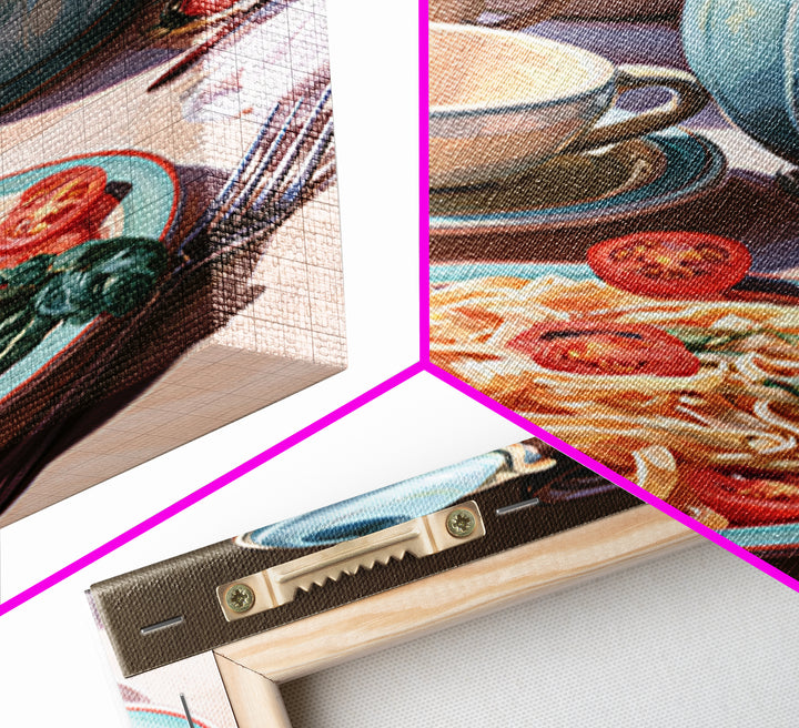 Fresh Pasta with Tomatoes and Basil Canvas Print, Restaurant Art, Kitchen Decor, Restaurant Decor, Bistro, Bedroom Wall Art, RES-2x3-82