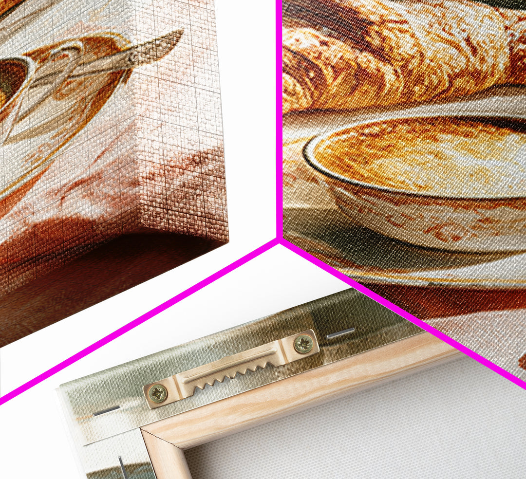 French Bistro Coffee and Croissant Still Life Canvas Print, Restaurant Art, Kitchen Wall Art, Restaurant Decor, Abstract Art, RES-2x3-86