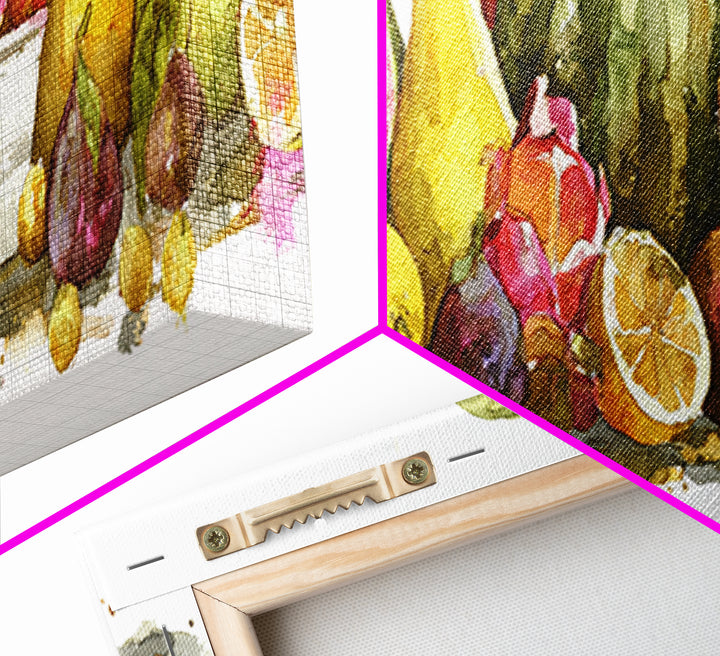 Tropical Fruit Platter Framed Canvas Print, Restaurant Art, Canvas, Restaurant Decor, Fine Art, Bistro, Living Room Decor, RES-3x1-10