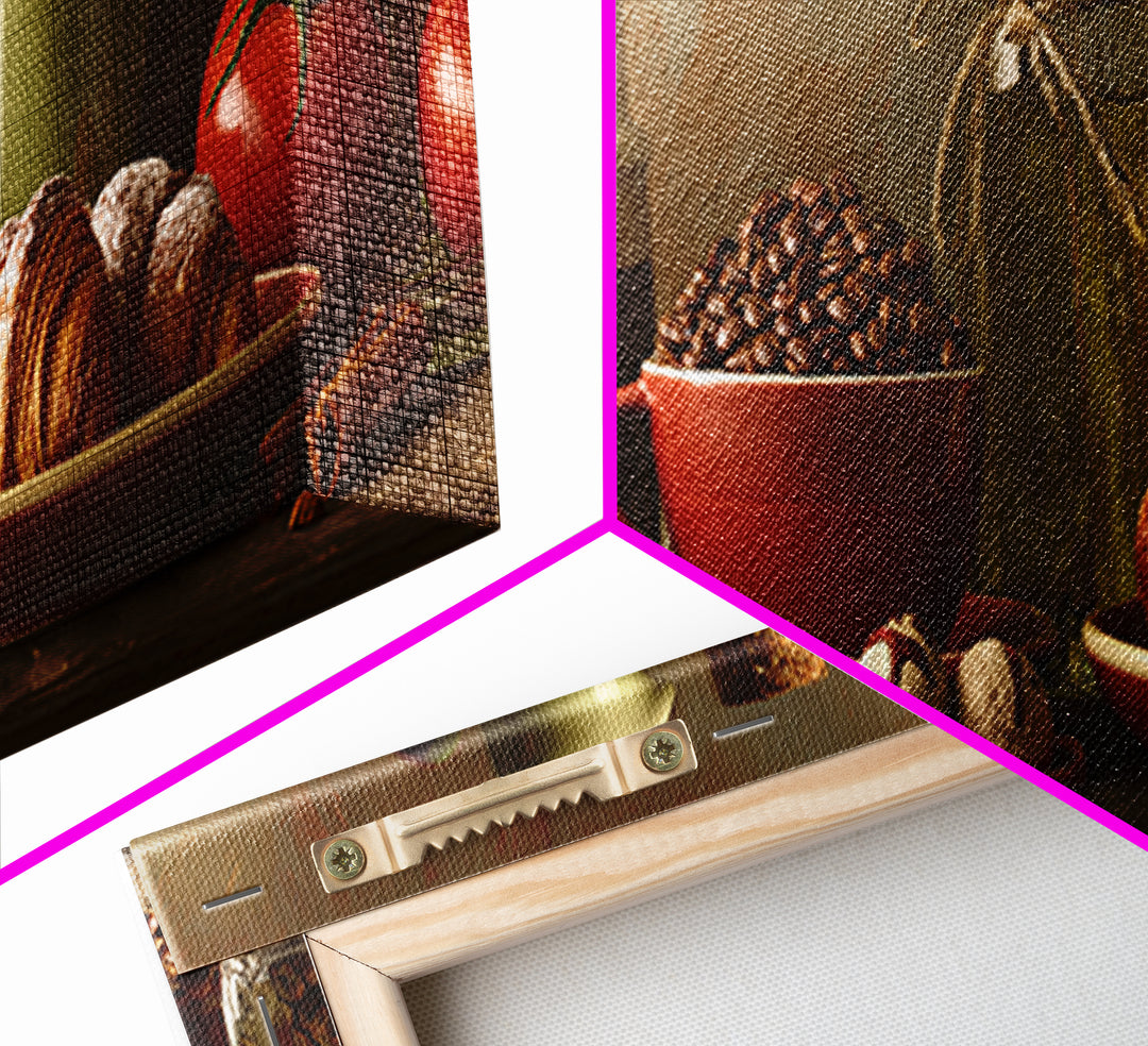 Coffee Beans and Pastry Arrangement Canvas Print, Restaurant Art, Modern Decor, Restaurant Decor, Fine Art, Bistro, Poster, RES-3x1-14