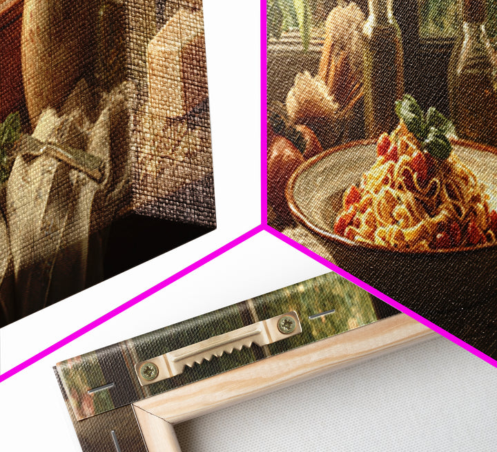 Fresh Pasta with Tomatoes and Basil Framed Canvas Print, Restaurant Art, Printable Art, Restaurant Decor, Fine Art, Bistro, RES-3x1-18
