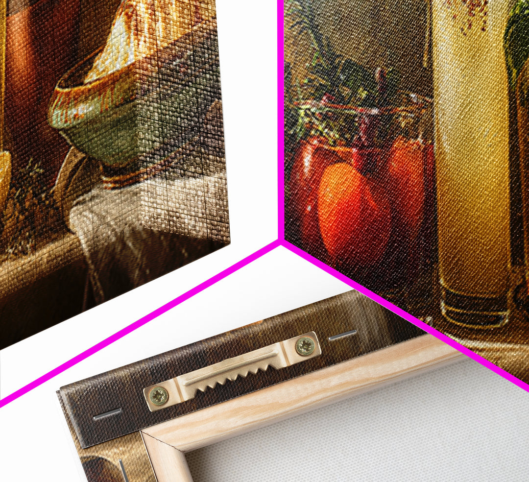 Cocktail and Citrus Bar Composition Framed Canvas Print, Restaurant Art, Textured Painting, Restaurant Decor, Fine Art, Bistro, RES-3x1-27