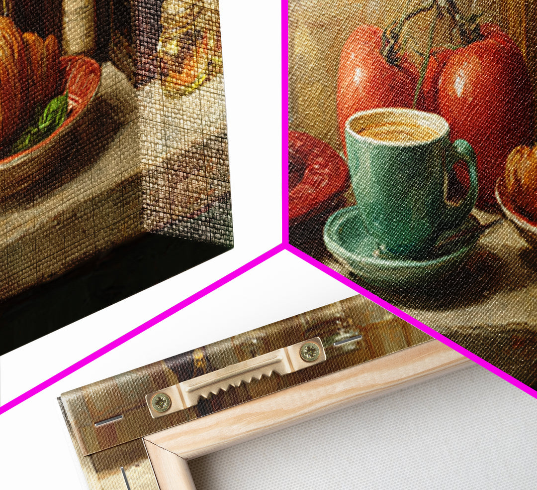French Bistro Coffee and Croissant Still Life Canvas Print, Restaurant Art, Wall Art Print, Restaurant Decor, Fine Art, Bistro, RES-3x1-46