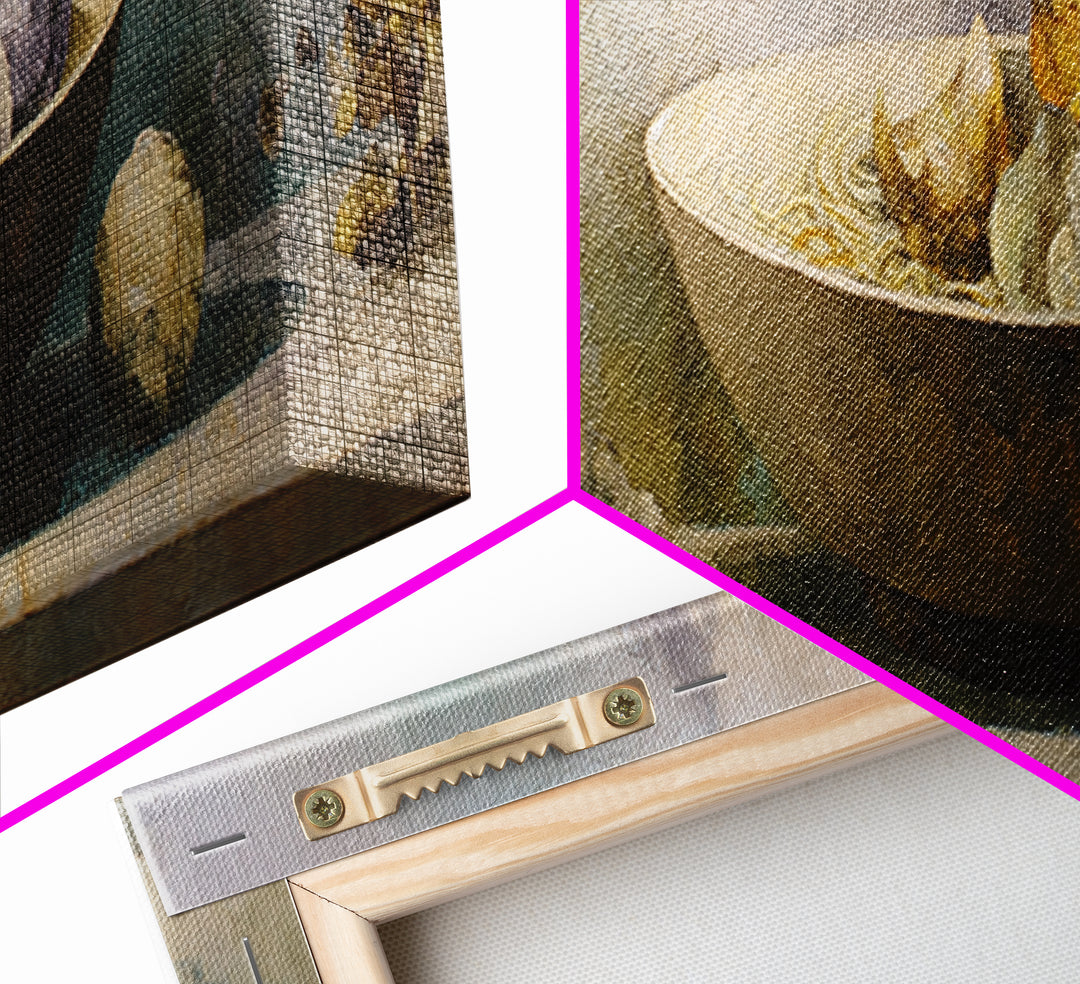 Seafood Lobster and Shell Arrangement Canvas Print, Restaurant Art, Textured Painting, Restaurant Decor, Fine Art, Bistro, RES-3x1-96