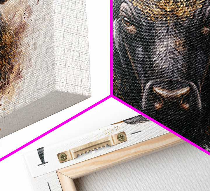 Steakhouse Black and Gold Bull Portrait Canvas Print, Restaurant Art, Modern Decor, Restaurant Decor, Fine Art, Bistro, RES-3x2-11
