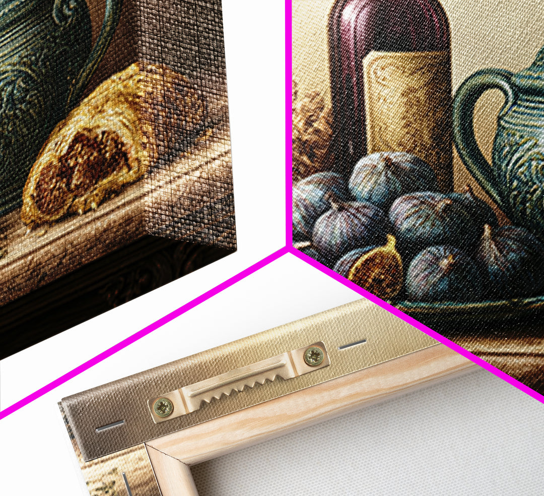 Wine Bottle and Figs Canvas Print, Restaurant Art, Modern Decor, Restaurant Decor, Fine Art, Bistro, Poster, Wall Decor, RES-3x2-29