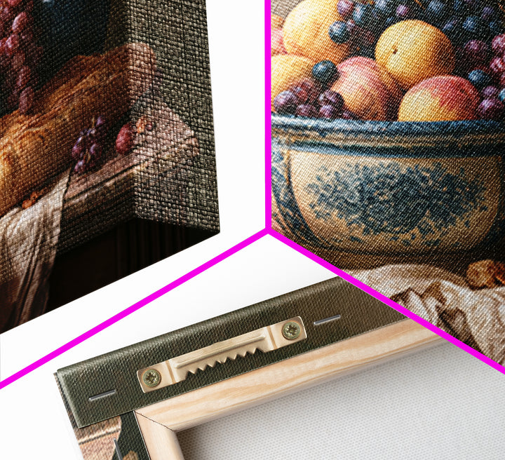 Classic Fruit Bowl Canvas Print, Restaurant Art, Stained Glass Art, Restaurant Decor, Fine Art, Bistro, Textured Painting, RES-3x2-32