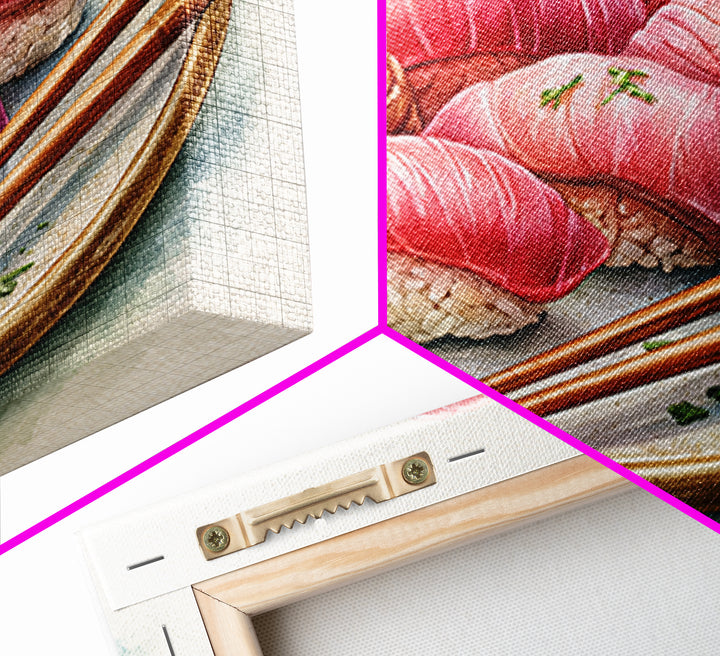 Sushi Fish and Ceramic Plate Composition Canvas Print, Restaurant Art, Cool Wall Art, Restaurant Decor, Fine Art, Bistro, RES-3x2-33