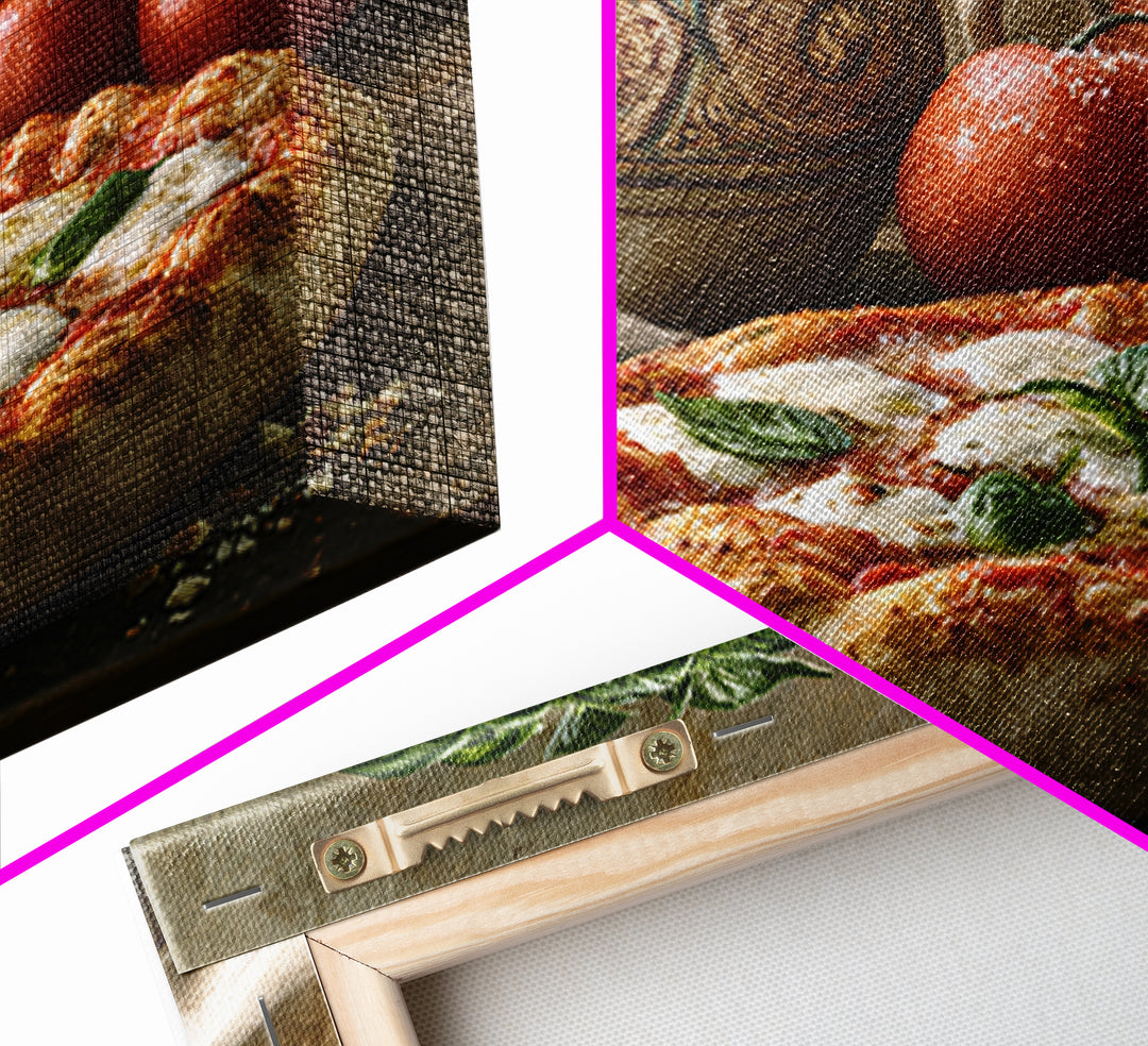 Pizzeria Tomato Basil and Mozzarella Still Life Canvas Print, Restaurant Art, Living Room Decor, Restaurant Decor, Bistro, RES-3x2-62