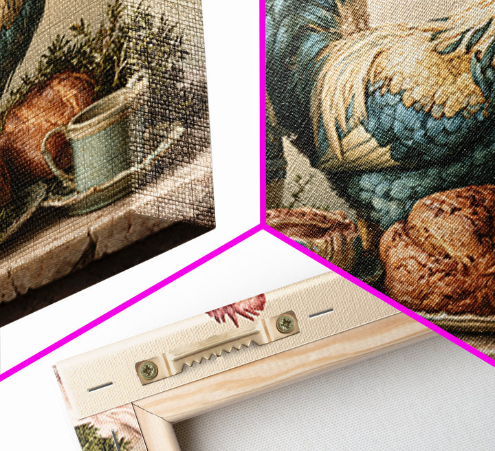 Rooster and Herbs for Farmhouse Restaurant Mood Canvas Print, Restaurant Art, Contemporary Art, Restaurant Decor, Bistro, RES-3x2-72