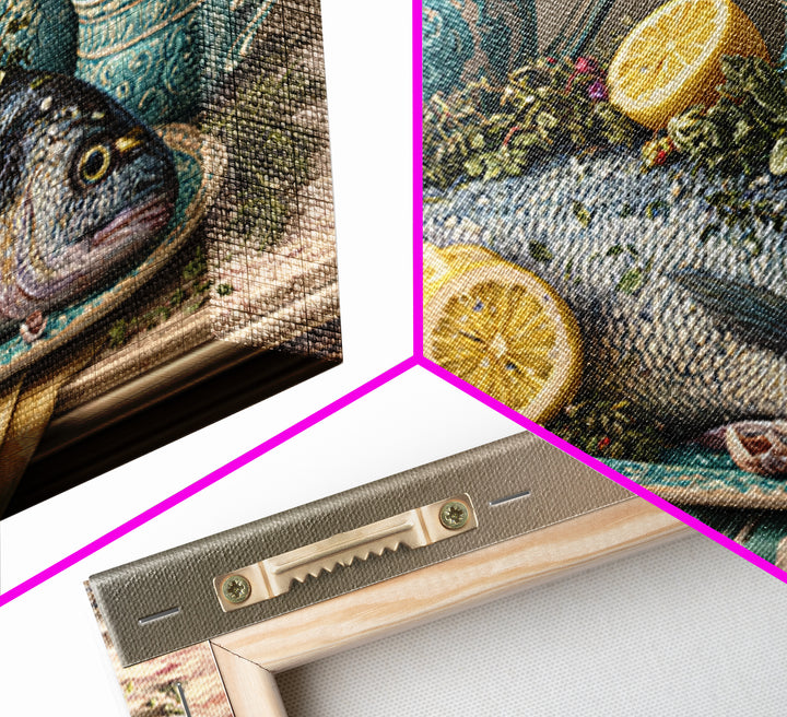 Fresh Fish with Lemon and Herbs Canvas Print, Restaurant Art, Printable Wall Art, Restaurant Decor, Fine Art, Bistro, RES-3x2-75