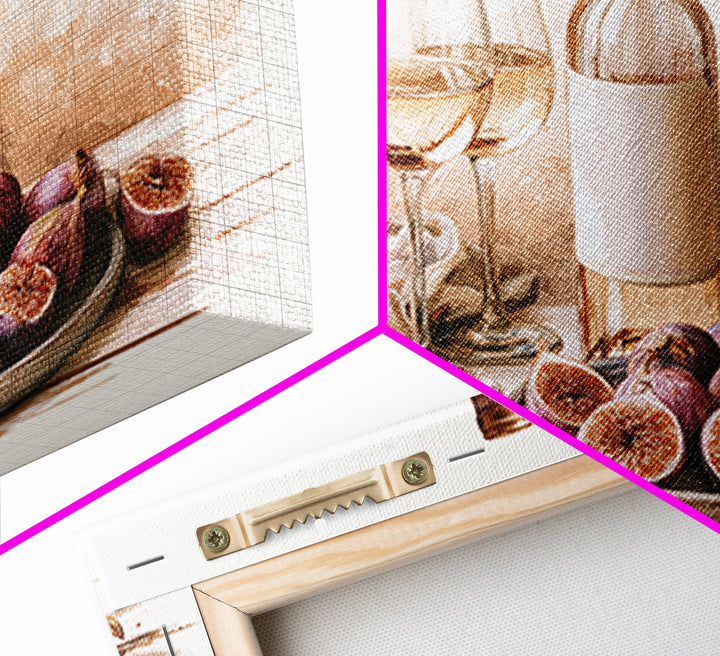 Wine Bottle and Figs Framed Canvas Print, Restaurant Art, Room Decor, Restaurant Decor, Fine Art, Bistro, Large Wall Art, RES-3x2-77