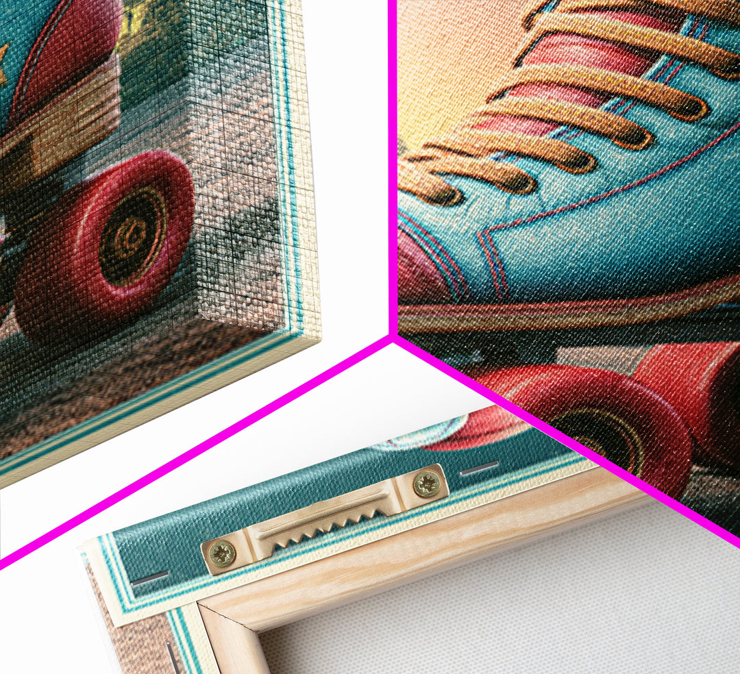 Retro Roller Skate Framed Canvas Print, Retro Art, Living Room Decor, Retro, Gallery Decor, Neutral Decor, Modern Decor, RET-1x1-52