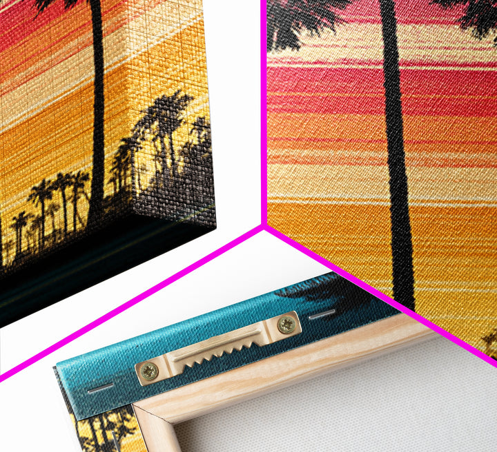 70s Sunset Stripes Canvas Print, Retro Art, Floral Wall Art, Living Room Decor, Abstract Art, Retro, Minimalist Decor, RET-2x3-11