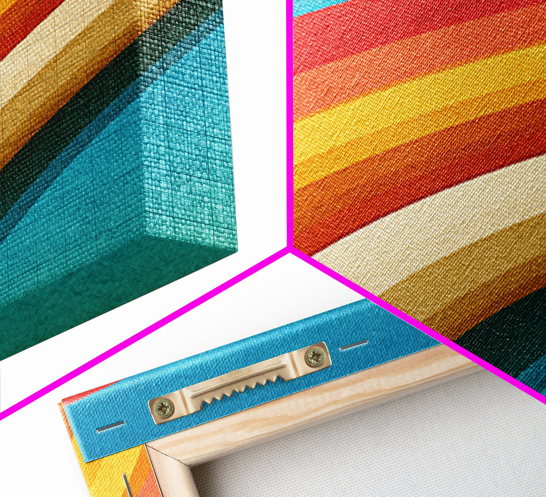 70s Rainbow Arch Abstract Canvas Print, Retro Art, Print, Living Room Decor, Abstract Art, Retro, Abstract Wall Art, RET-2x3-49