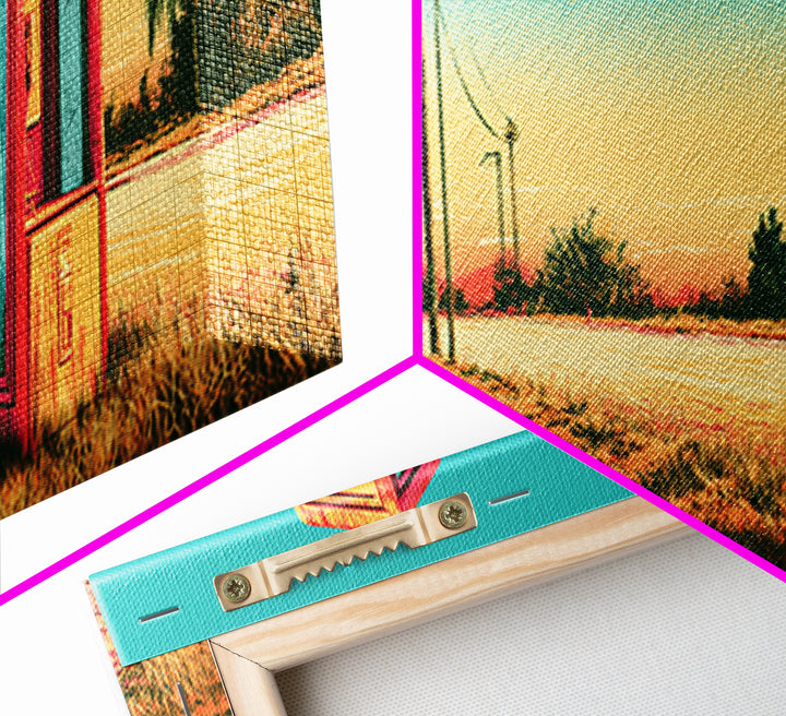 Old Telephone in Bold Color Field Canvas Print, Retro Art, Funky Wall Art, Living Room Decor, Abstract Art, Retro, RET-3x1-14