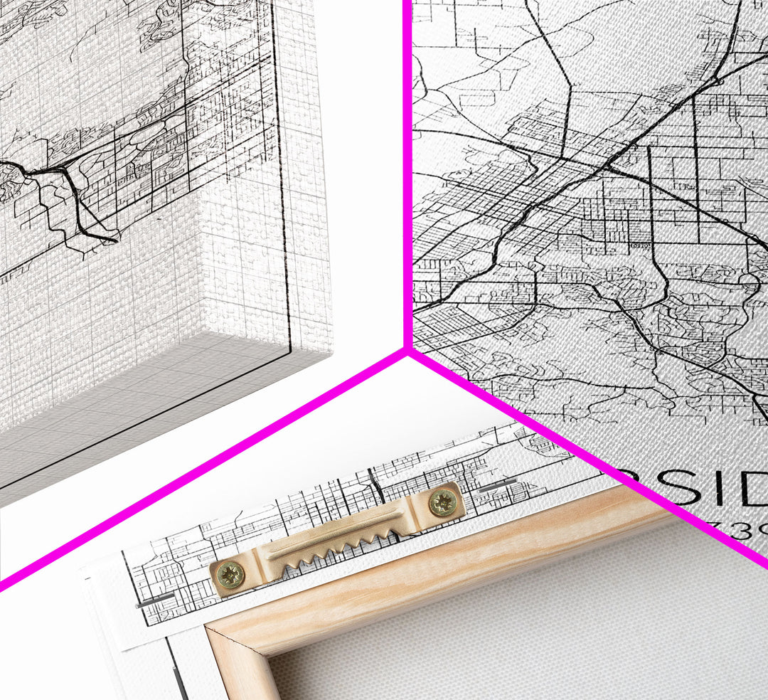 Riverside Street Map, California Map, City Map Art, Minimalist Art, Wall Art, Canvas Print, Unique Wall Décor, Boyfriend Gift, Travel Art