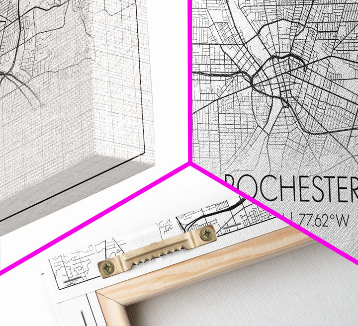 Rochester City Map, New York Art, Map Print, Minimalist Wall Art, Wall Art, Canvas Art, Rustic Wall Art, Wall Deco, Housewarming Gift