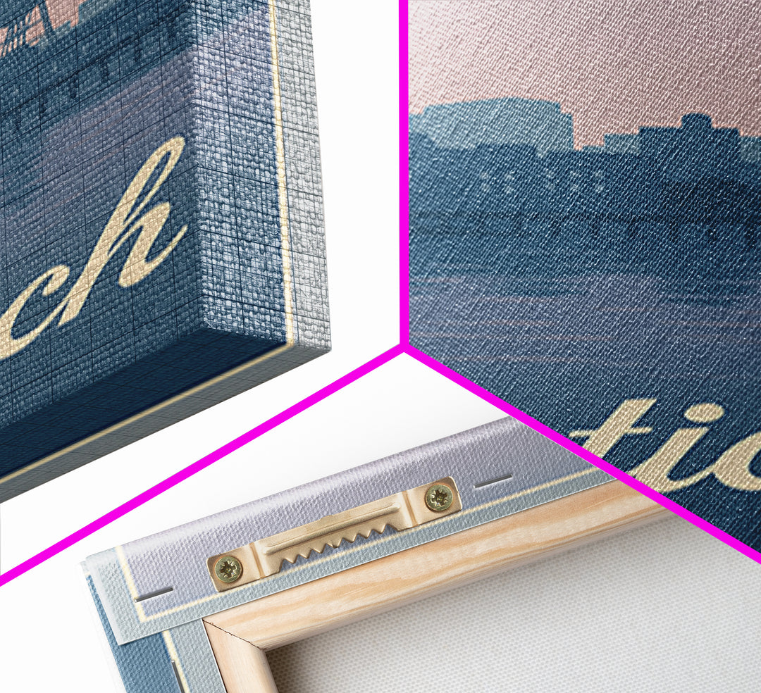 Antioch Travel Poster, Framed Canvas Print, Classic Travel Poster Art, Antioch Travel Art, Watercolor Skyline Art, Travel Poster Set