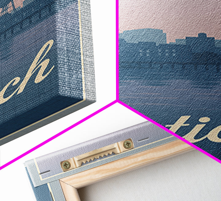 Antioch Travel Poster, Framed Canvas Print, Classic Travel Poster Art, Antioch Travel Art, Watercolor Skyline Art, Travel Poster Set