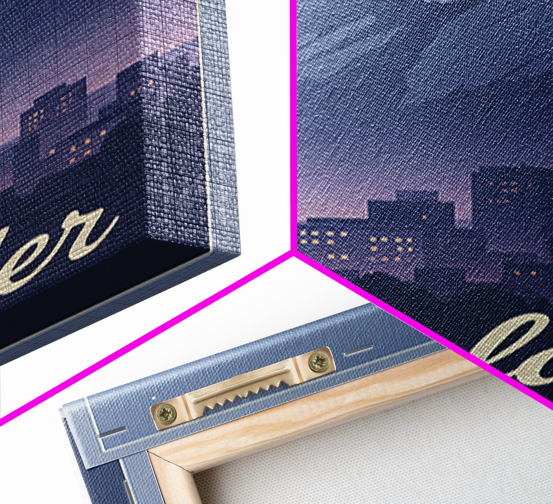 Boulder Travel Poster, Framed Canvas Print, Retro Sunset Skyline Art, Boulder Wall Art, Gift For Travelers, Modern Wall Decor, Wall Art