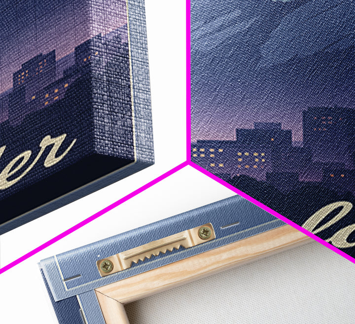 Boulder Travel Poster, Framed Canvas Print, Retro Sunset Skyline Art, Boulder Wall Art, Gift For Travelers, Modern Wall Decor, Wall Art