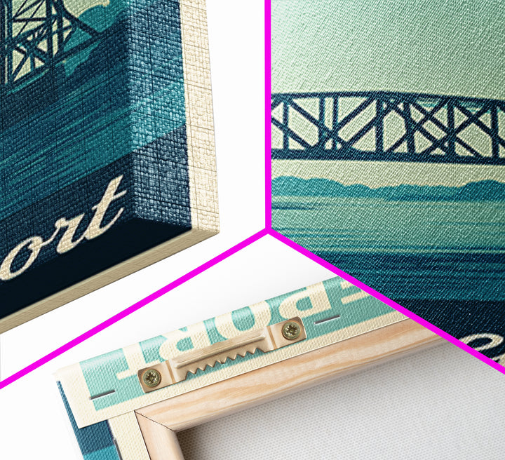 Bridgeport Connecticut Travel Poster, Canvas Print, Retro Sunset Skyline Art, Bridgeport Wall Art, City Travel Prints, Travel Poster Art