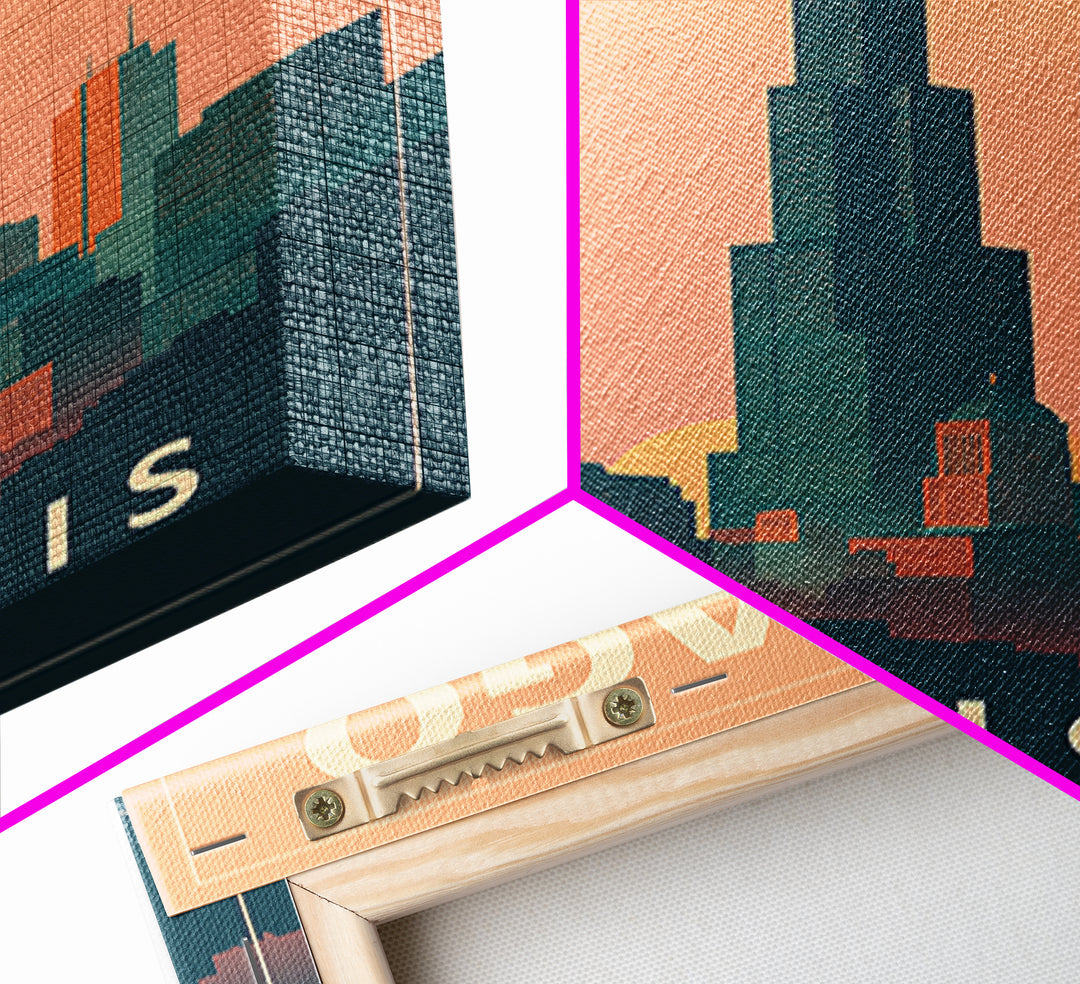 Chicago Travel Poster, Framed Canvas Print, Classic Travel Poster Art, Chicago Wall Art, Vintage City Poster, Mid Century Wall Art