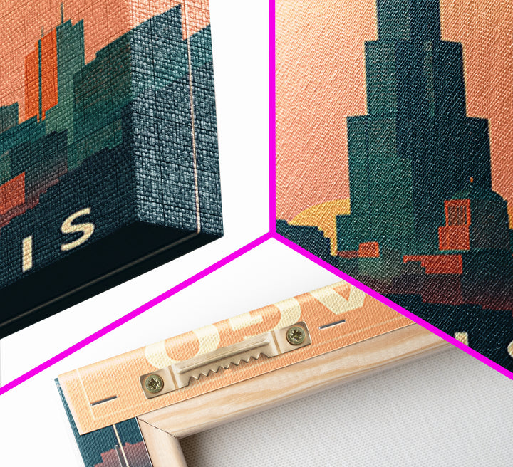 Chicago Travel Poster, Framed Canvas Print, Classic Travel Poster Art, Chicago Wall Art, Vintage City Poster, Mid Century Wall Art