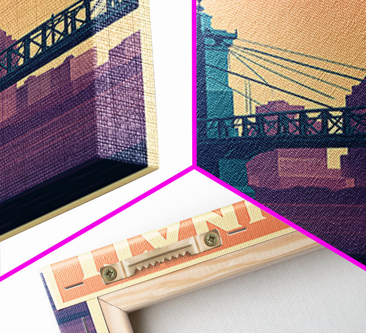 Cincinnati Travel Poster, Canvas Print, Mid Century City Wall Art, Cincinnati Wall Art, Gift For Travelers, Travel Art Print, Art Print