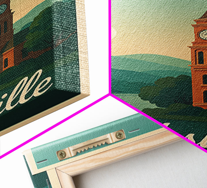 Clarksville Tennessee Travel Poster, Canvas Print, Mid Century City Wall Art, Clarksville Poster Print, Wall Decor, Mid Century Wall Art