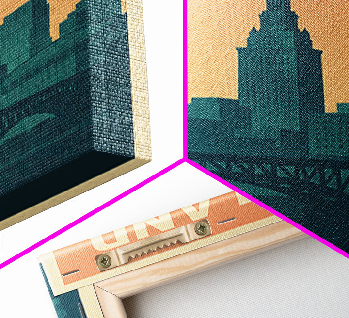 Cleveland Ohio Travel Poster, Canvas Print, Classic Travel Poster Art, Cleveland City Art, Travel Art Print, Wanderlust Decor, Wall Decor