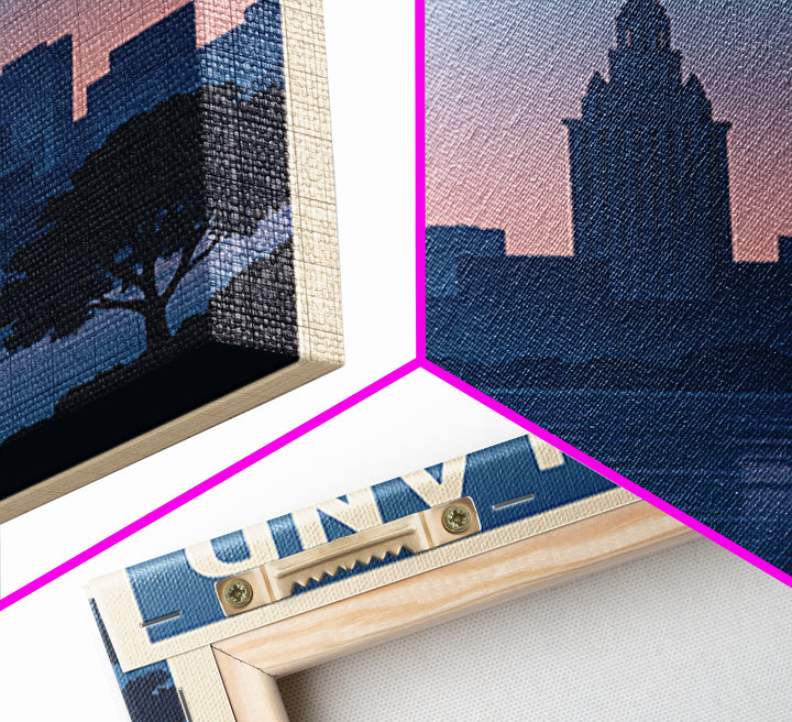 Cleveland Travel Poster, Framed Canvas Print, Mid Century City Wall Art, Cleveland City Art, City Illustration, Modern Wall Decor