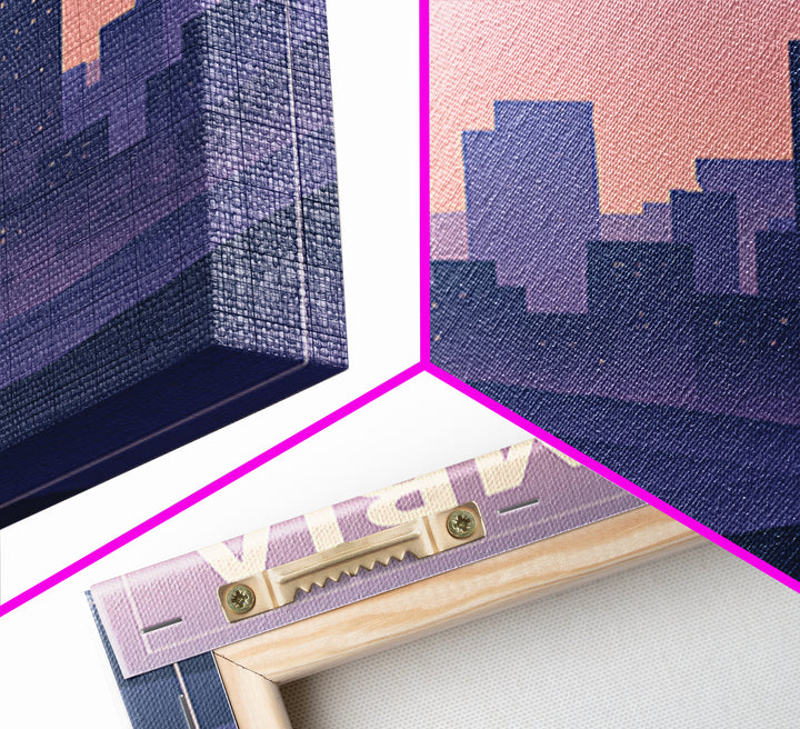 Columbia South Carolina Travel Poster, Canvas Print, Retro Sunset Skyline Art, Columbia City Art, Watercolor Skyline, Gift For Travelers