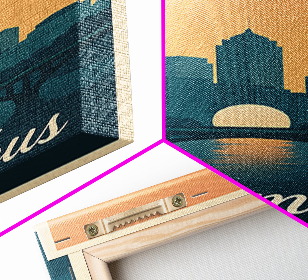 Columbus Travel Poster, Canvas Print, Vintage Travel Poster Art, Columbus Travel Art, Living Room Wall Art, Vintage Travel Art