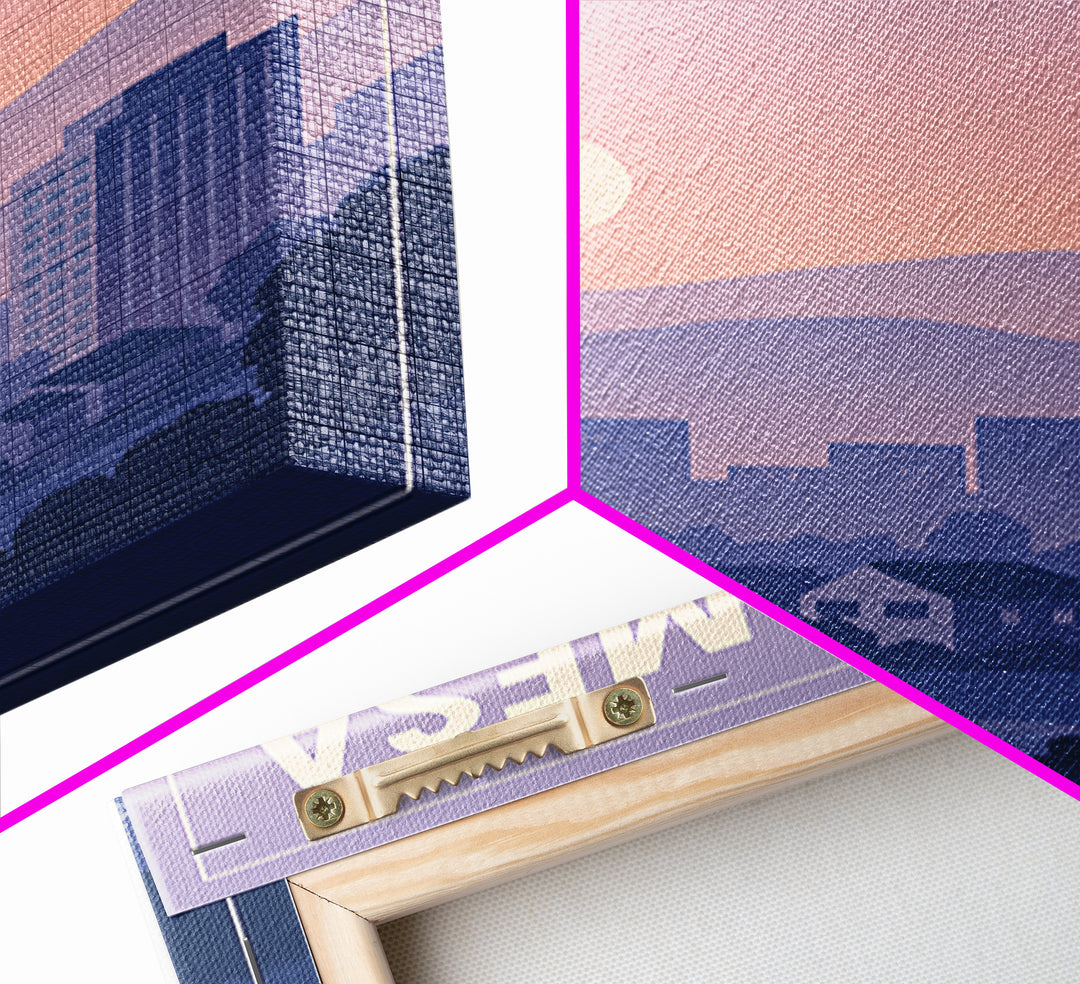 Costa Mesa California Travel Poster, Canvas Print, Mid Century City Wall Art, Costa Mesa City Art, Art Print, Watercolor Downtown Skyline