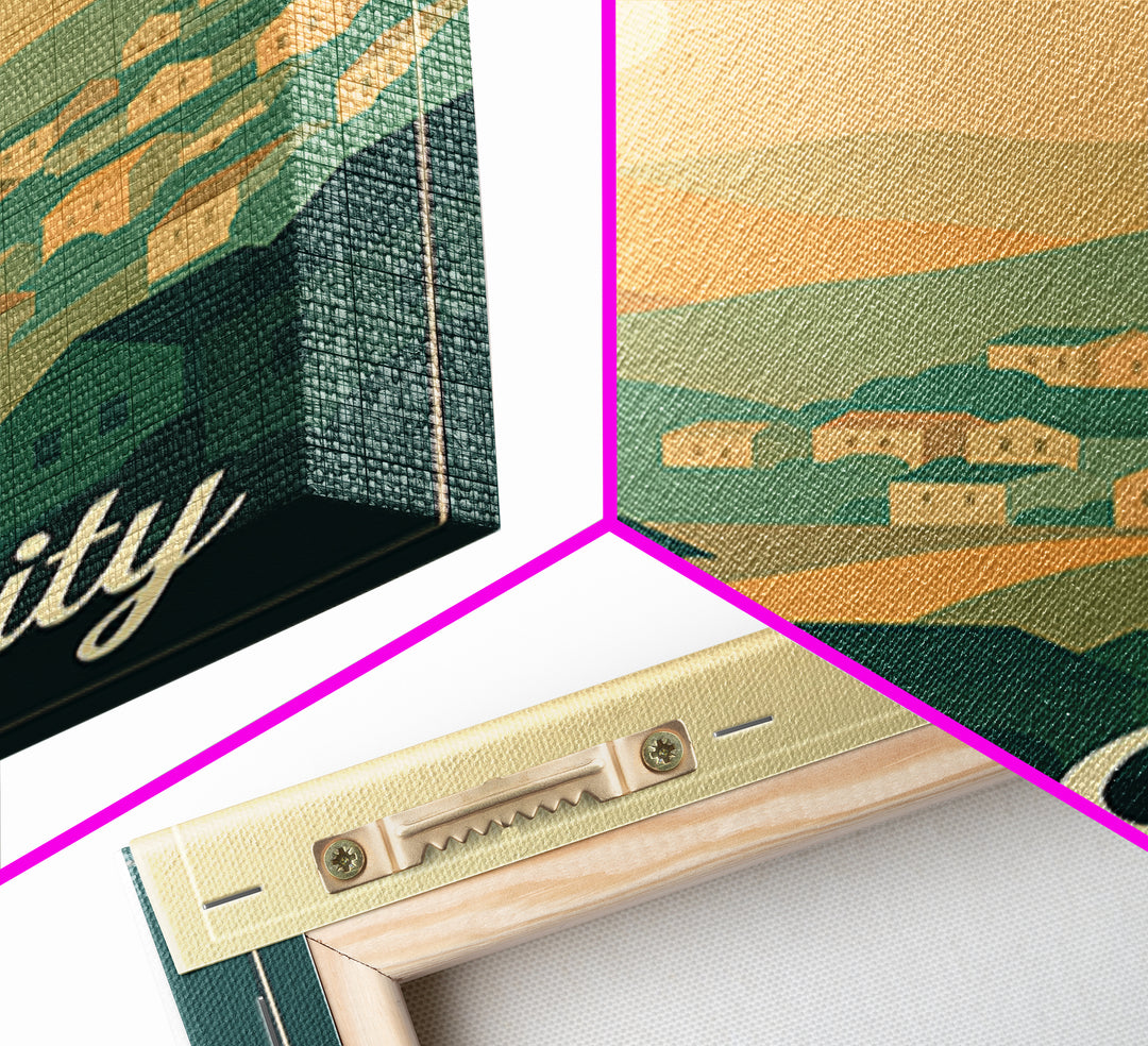 Daly City California Travel Poster, Canvas Print, Retro Sunset Skyline Art, Daly City Art Print, Gift For Travelers, Living Room Wall Art