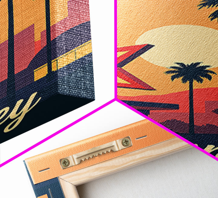 Downey California Travel Poster, Canvas Print, Retro Sunset Skyline Art, Downey City Art, Wanderlust Decor, Living Room Wall Art, Wall Art