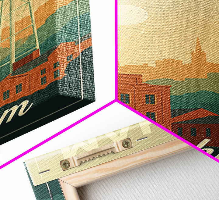 Durham North Carolina Travel Poster, Canvas Print, Mid Century City Wall Art, Durham Print, Travel Prints, Travel Poster Set
