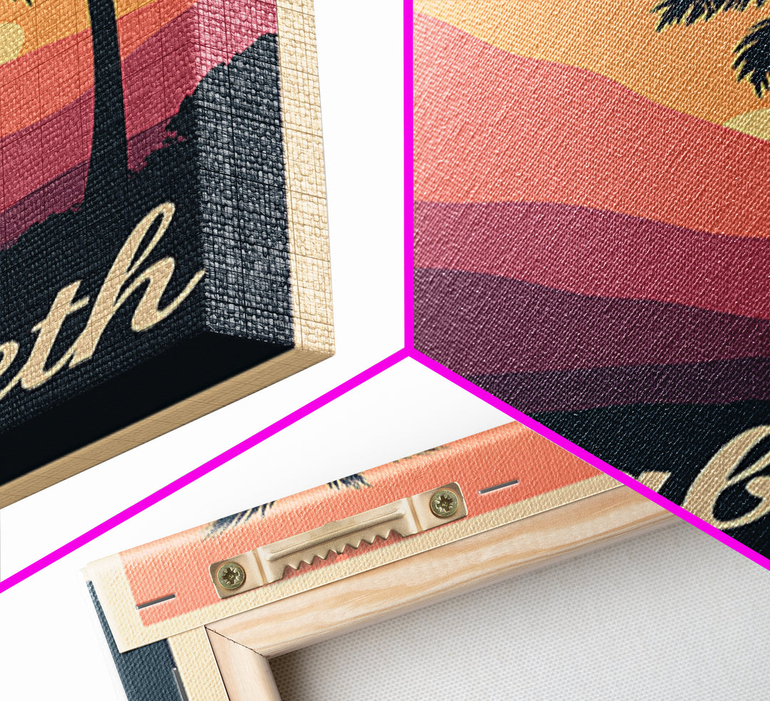 Elizabeth New Jersey Travel Poster, Canvas Print, Retro Sunset Skyline Art, Elizabeth Art Print, Travel Wall Art, Travel Art, City Art Print