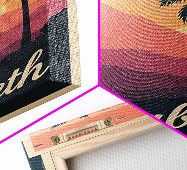 Elizabeth New Jersey Travel Poster, Canvas Print, Retro Sunset Skyline Art, Elizabeth Art Print, Travel Wall Art, Travel Art, City Art Print