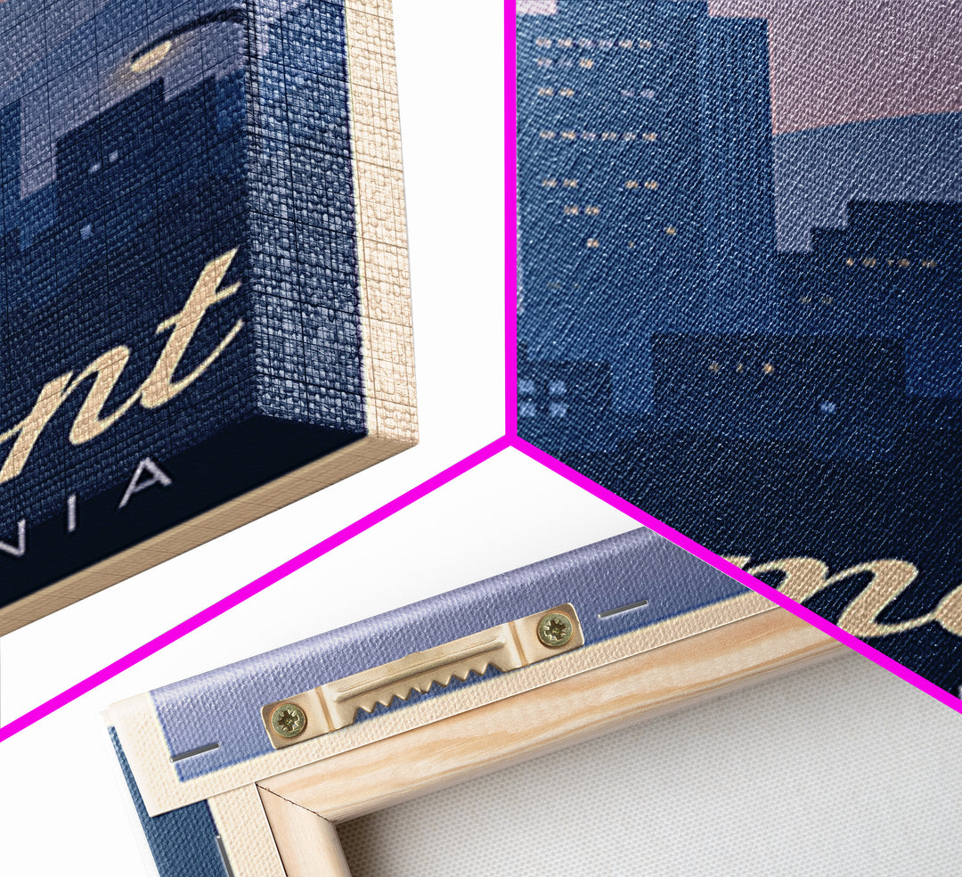 Fremont Travel Poster, Canvas Print, Retro Sunset Skyline Art, Fremont Poster Print, Mid Century Wall Art, Fine Art Print, Travel Wall Art