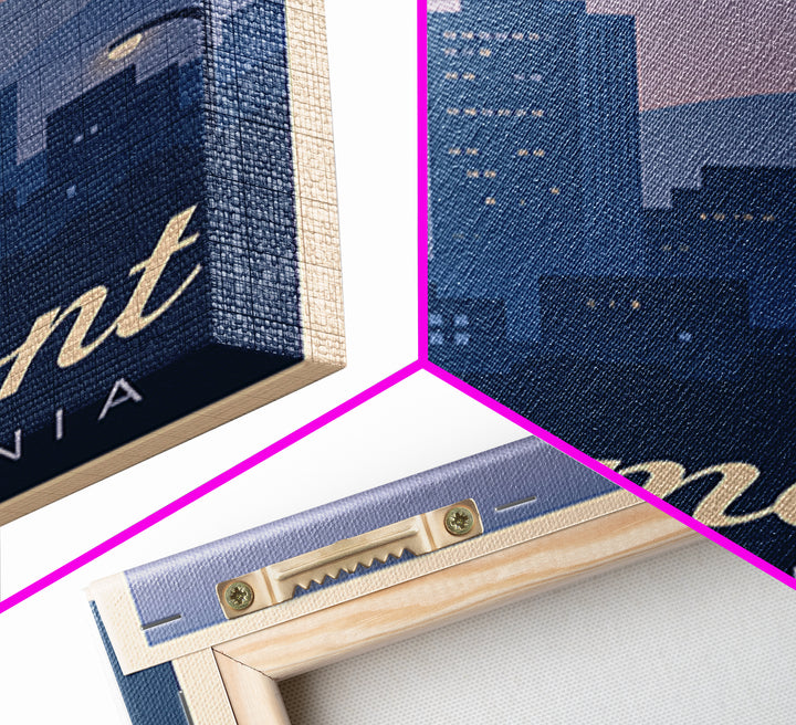 Fremont Travel Poster, Canvas Print, Retro Sunset Skyline Art, Fremont Poster Print, Mid Century Wall Art, Fine Art Print, Travel Wall Art