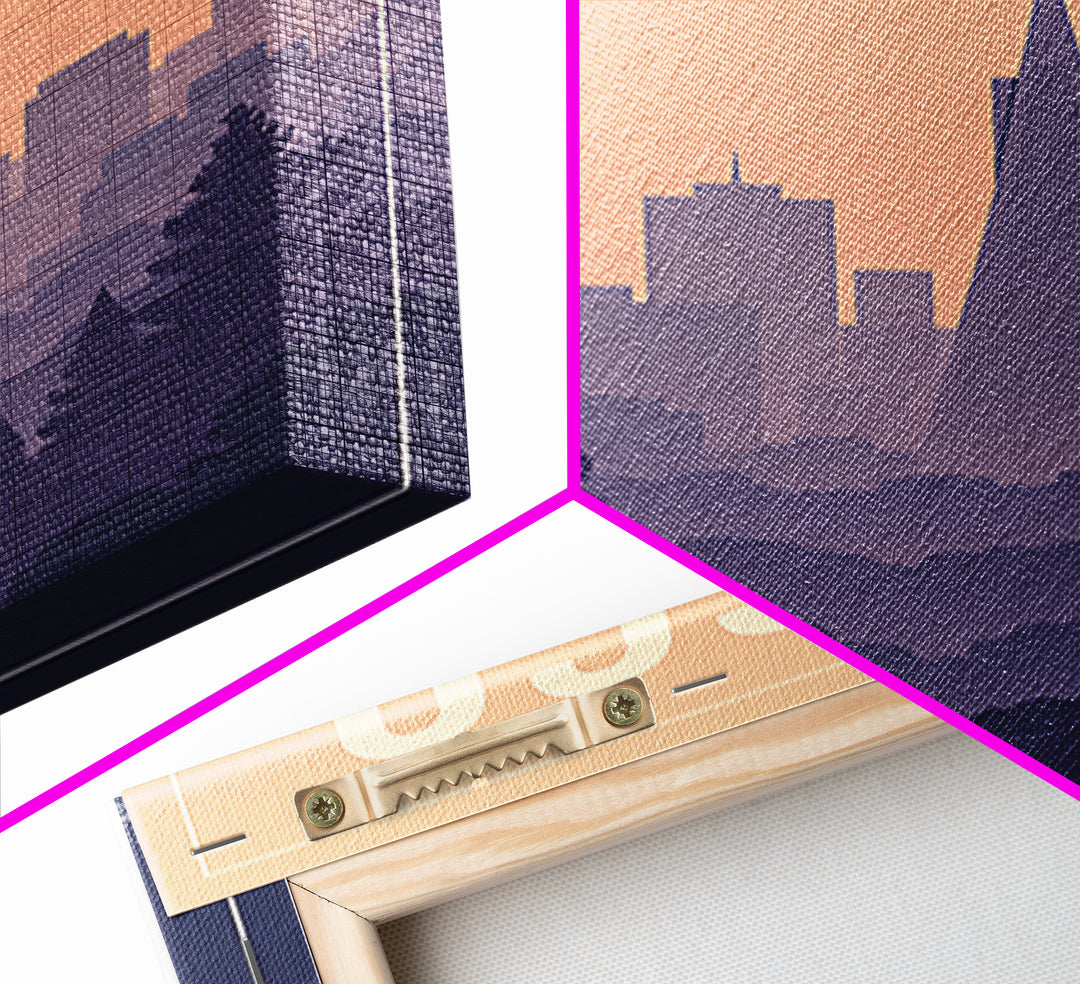 Frisco Texas Travel Poster, Canvas Print, Mid Century City Wall Art, Frisco Wall Art, Wanderlust Decor, Watercolor Downtown Skyline