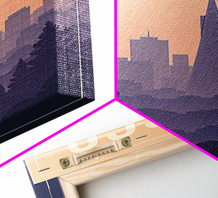 Frisco Texas Travel Poster, Canvas Print, Mid Century City Wall Art, Frisco Wall Art, Wanderlust Decor, Watercolor Downtown Skyline