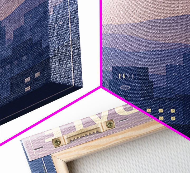 Glendale Arizona Travel Poster, Framed Canvas Print, Retro Sunset Skyline Art, Glendale Art Print, Gift For Travelers, Travel Poster Art