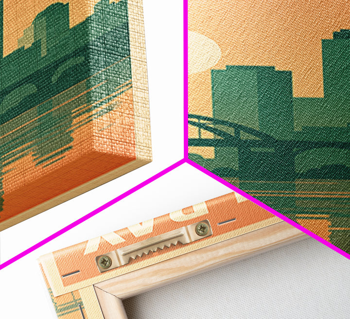 Green Bay Travel Poster, Canvas Print, Retro Sunset Skyline Art, Green Bay Wall Art, Gift For Travelers, Home Office Decor, Home Decor