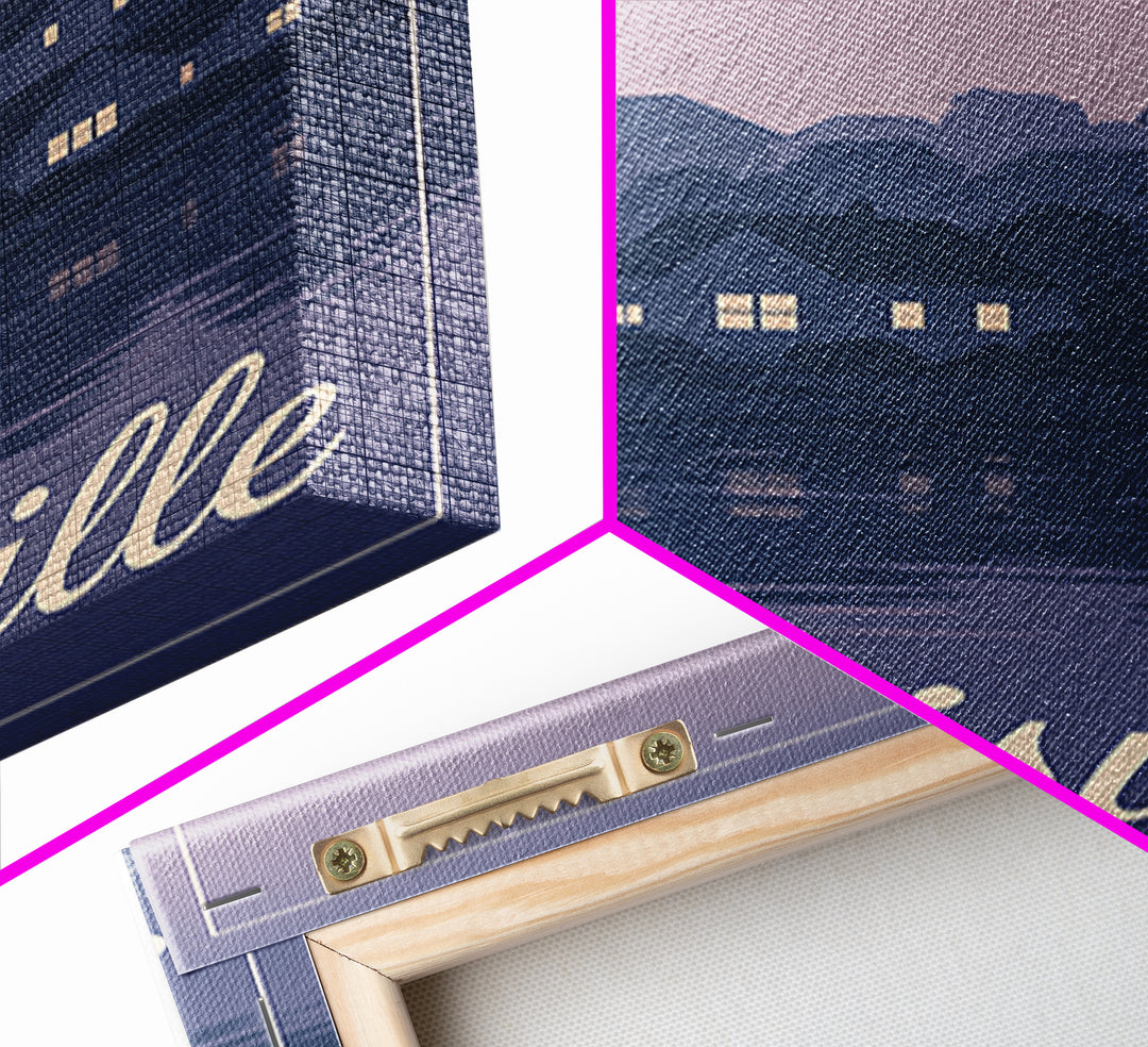 Lewisville Travel Poster, Framed Canvas Print, Retro Sunset Skyline Art, Lewisville Wall Art, Home Office Decor, Wanderlust Decor