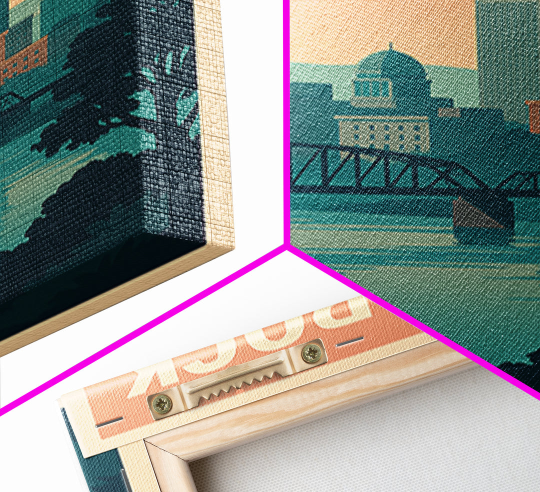 Little Rock Arkansas Travel Poster, Canvas Print, Retro Sunset Skyline Art, Little Rock City Art, Home Office Decor, Retro Travel Print